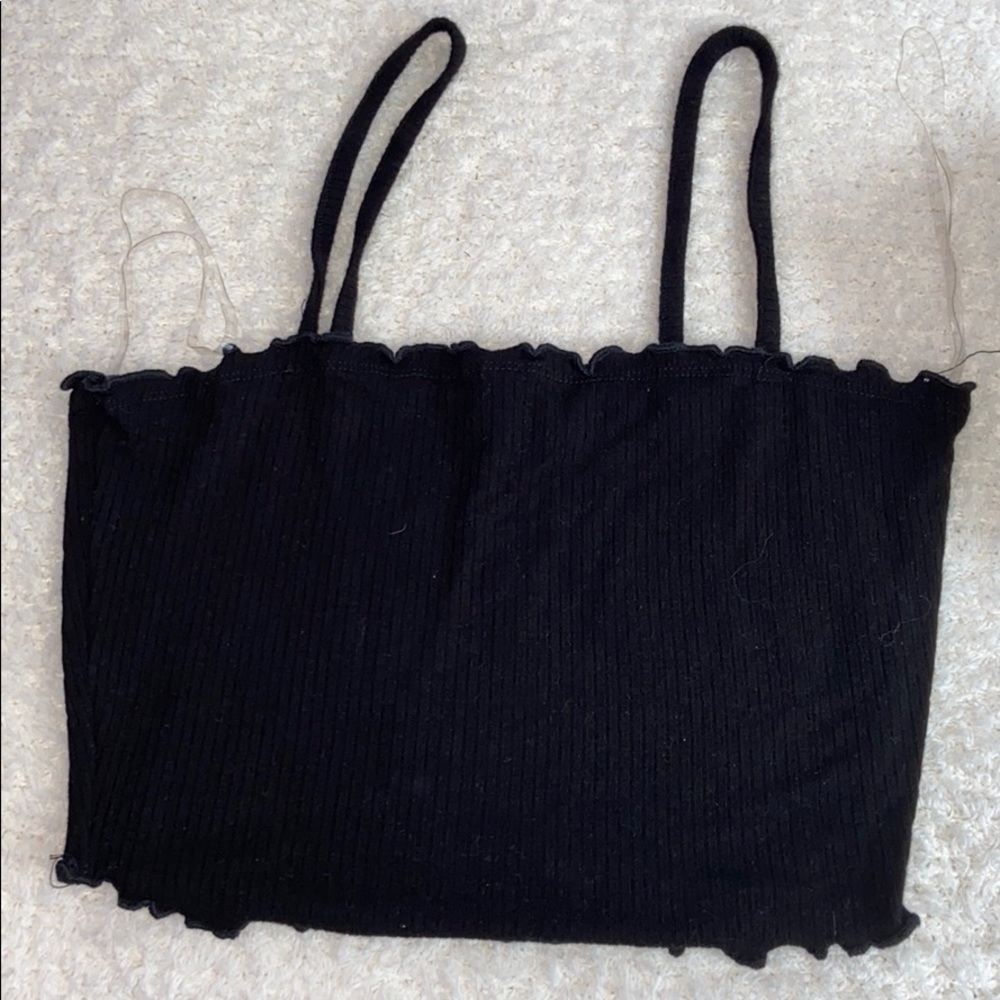 Black Ribbed Crop Top